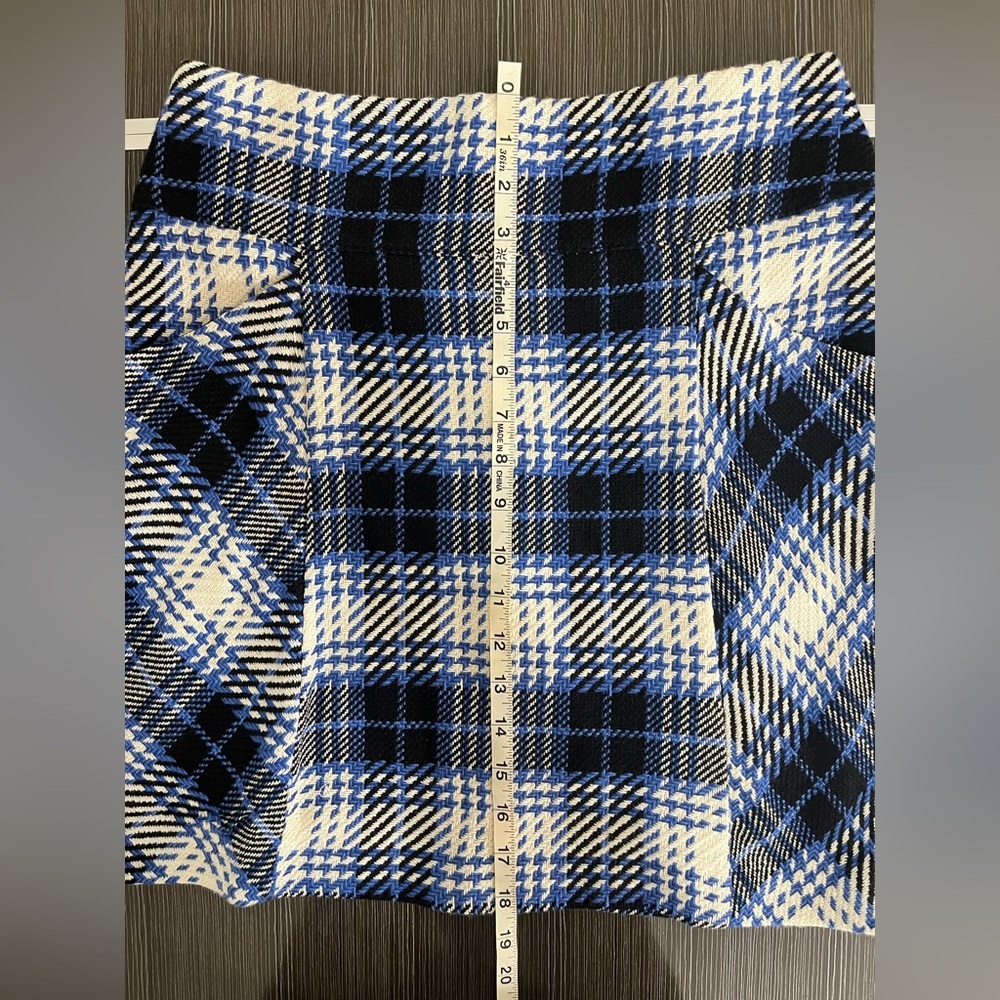 Anthropologie Maeve Blue Plaid Mini Skirt NWT Size 4 - Picture 13 of 15